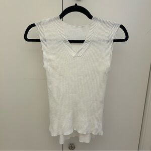 Italian White Sleeveless Ribbed Knit Top